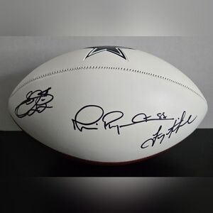 Dallas Cowboys Troy Aikman Michael Irvin Emmitt Smith Signed Football GTSM Cert.